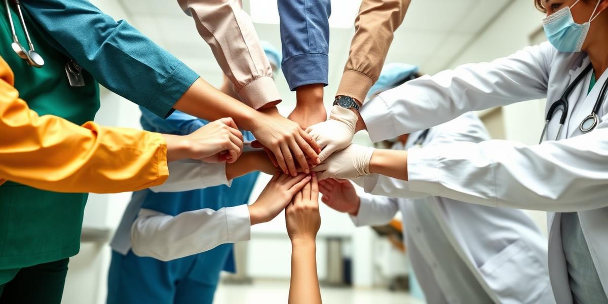 Pflegeteam legt die Hände zusammen